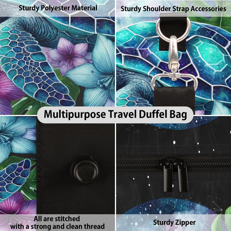 Travel Duffel Bag Galaxy Turtle Sport Tote Gym Bag Waterproof Foldable Carryon Weekend Overnight Training Handbag Sports Duffle Bags for Women Men Boys Girls A-2 Turtle