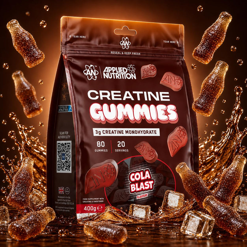 Applied Nutrition Creatine Gummies - 3000mg Creatine Monohydrate per Serving - 80 Chewable Vegan Gummies for Strength, Power & Recovery (20 Servings) Cola Blast