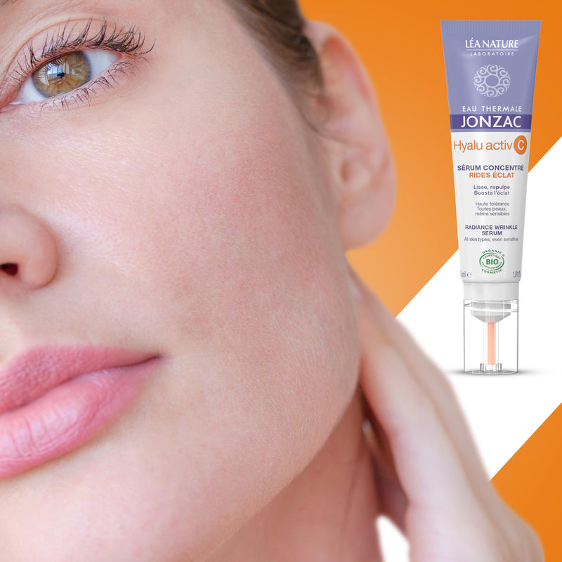 Eau Thermale Jonzac Vitamin C Face Serum, Anti-Wrinkle, 1.01 fl oz | Hyalu Activ C - Optimized Vitamin C, 5x More Stable, with Hyaluronic Acid - For Dull & Uneven Skin - Dermatologically Tested