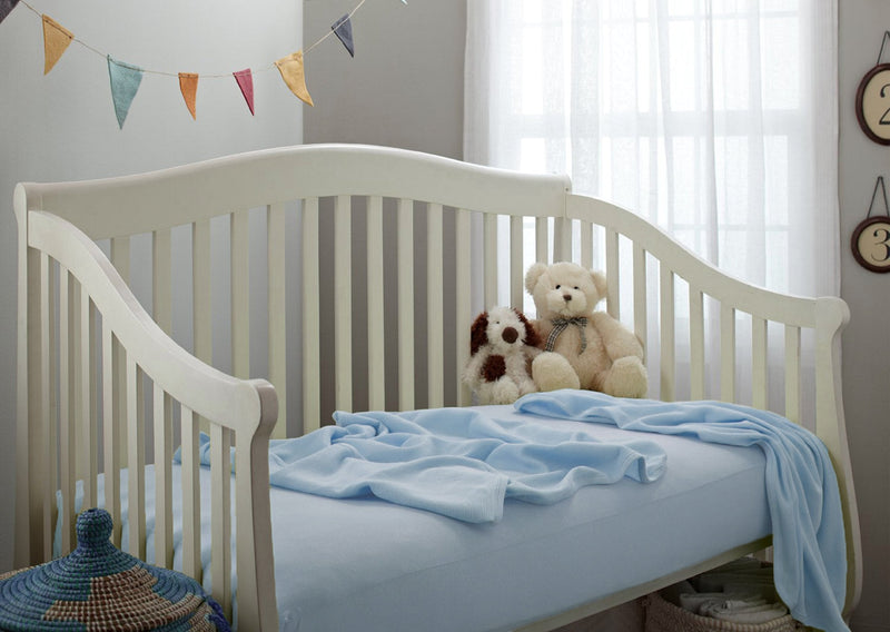 [Australia] - American Baby Company Fitted Crib Sheet 28" x 52", Soft Breathable Neutral 100% Cotton Jersey Sheet, Blue, for Boys and Girls, Fits Crib and Toddler Bed mattresses 1 Pack 