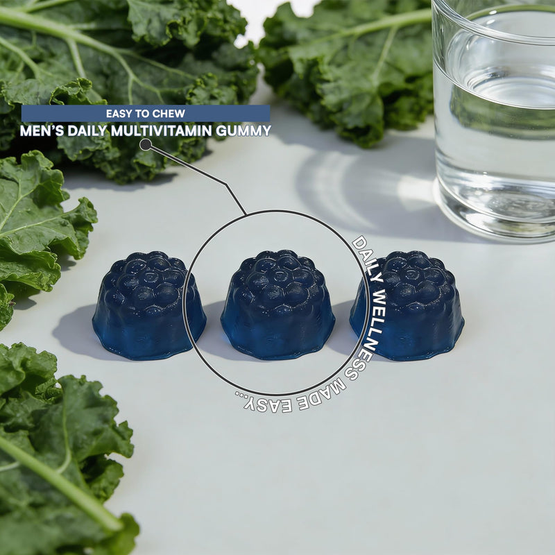 Men's Multivitamin Gummies | 60 Vegan Gummies | Vitamins A C D3 E B6 B12, Zinc, Selenium & Lycopene | Energy, Immune & Men's Wellness | Sugar Free | Blue Raspberry Flavour | UK Made | by NutriVolv