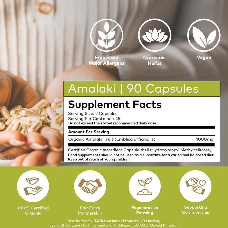 Organic India Amalaki - Organic Amalaki (Amla) Indian Gooseberry Fruit - Supports Immune Health, Vitality & Antioxidant Balance - Supplements for Men & Women - Vegan & Additive Free - 90 Capsules