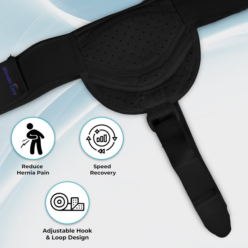 WC Hernia belt for men inguinal hernia support belt Pain Relief With Removable Compression Pads Groin hernia truss Flexible Adjustable Groin Straps Left or Right inguinal Hernia Truss Brace-L/XL Black L/XL (44-55inch)