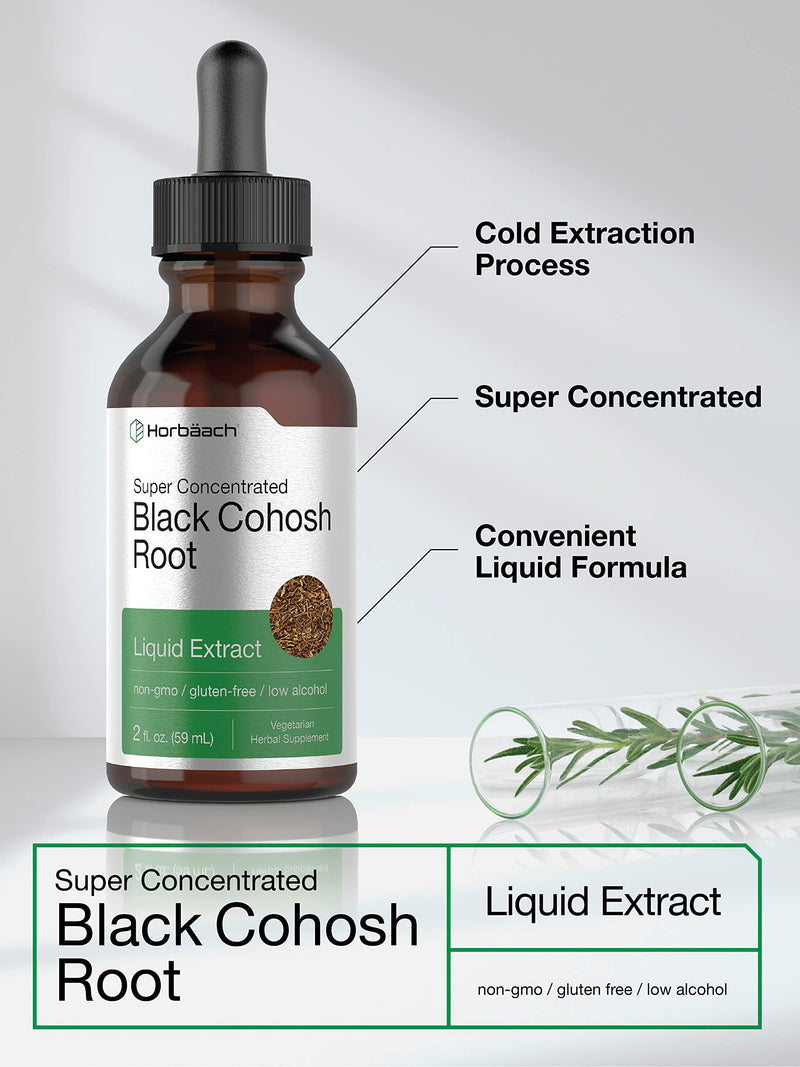 Horbäach Black Cohosh Root Tincture | 2 fl oz | Vegetarian Liquid Extract | Non-GMO, Gluten Free Herbal Supplement