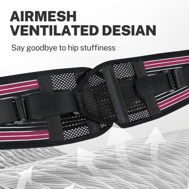 [Australia] - X-Shape Hip Brace - SI Joint & Sacroiliac Support Belt for Sciatica Pain Relief, Postpartum Recovery, Pelvic Stabilization - Breathable Two-Panel Design with 4 Silicone strips (Adjustable, L) Rose 