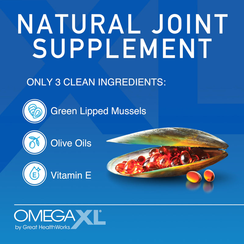 OmegaXL Joint Support Supplement, 60 Count | Green Lipped Mussel Oil, Soft Gel Pill, Natural Joint and Muscle Support Supplement, Clinically Supported, Non-GMO, Drug-Free 60 Count (Pack of 1)