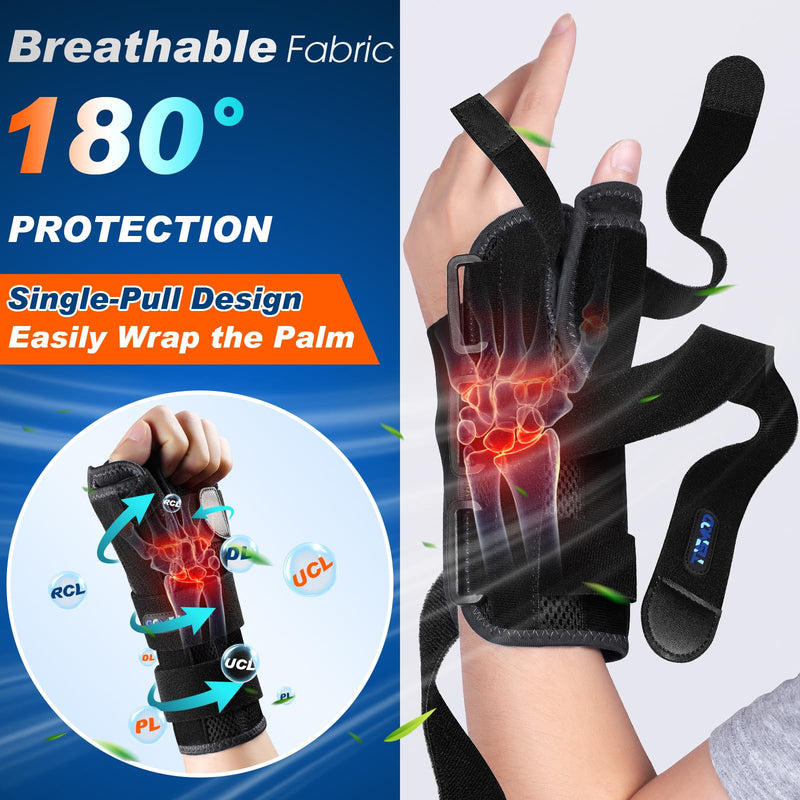 [Australia] - Wrist Brace with Thumb Support,Adjustable Night Thumb Spica Splint Right Left Hand,Wrist Guard Stabilizer Support for Arthritis,Tendonitis,Pain,sprain,tenosynovitis,syndrome,De Quervain's Tenosynovitis fit Women & Men 6 Black-Left Hand One Size 