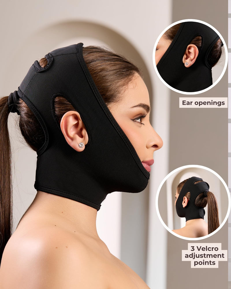 Shape Concept 301 Chin Strap Support Band Neck Bandage Face Chin High Compression XX-Large Black