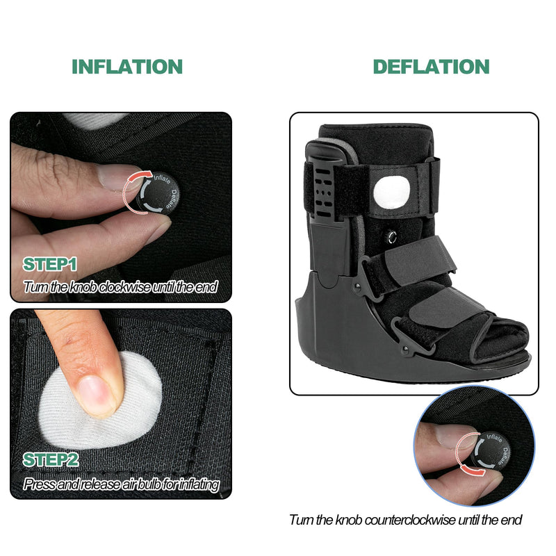 [Australia] - Air Walking Boot, Fracture Boot Short Walker Protection Fits Left or Right Foot Ankle Support for Injuries Fractures Sprains Black M Medium 