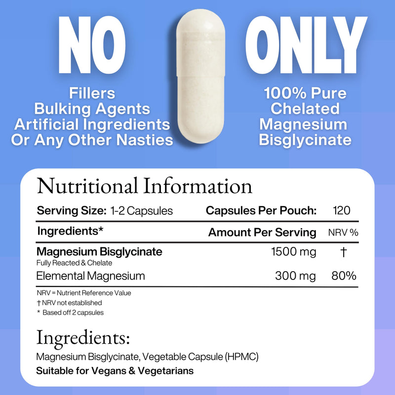 Magnesium Glycinate 1500mg – 300mg Elemental Magnesium – Up to 8 Month Supply - 240 Vegan Capsules – Pure Magnesium Bisglycinate, Fully Reacted, Chelated & High Absorption – No Fillers 240 count (Pack of 1)