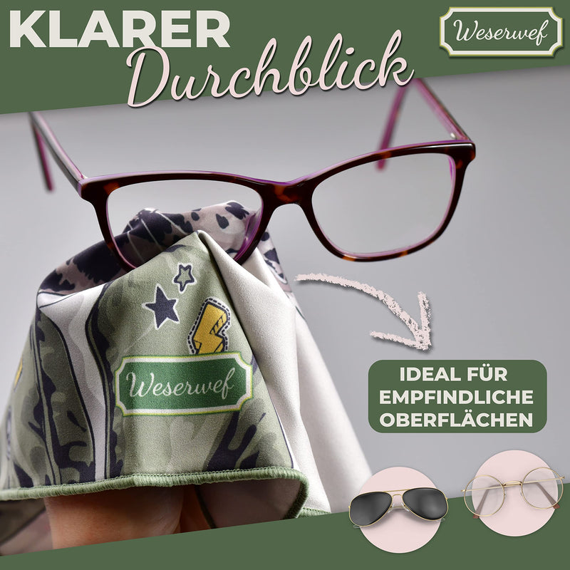 [Australia] - WESERWEF® XXL microfiber cloth glasses cleaning cloth in optician quality 30 x 30 cm for cleaning glasses, smartphones, tablets, cameras. Display cloth (wild one) Wild One 