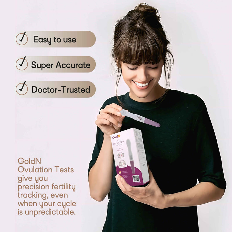 GoldN™ Easy to Use Ovulation Test Predictor Kit 10 Count | Midstream LH Surge Fertility Test | Easy At-Home Tracker | Fast 5-Minute Results | Hygienic, Mess-Free, Accurate Trying To Conceive (TTC) Aid