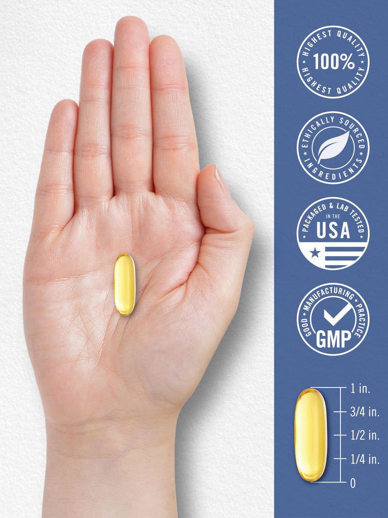 [Australia] - Carlyle Fish Oil 2000mg | 600mg Omega 3 Supplement for Men & Women | 90 Odorless Softgels | Lemon Flavored | Non-GMO and Gluten Free 