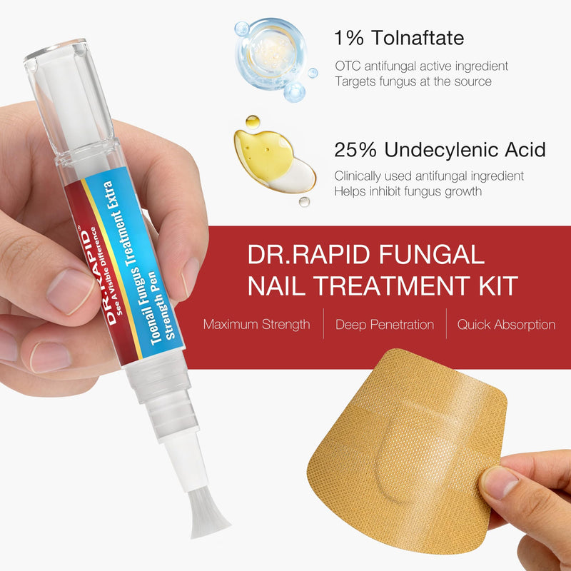 Toenail Fungus Treatment Extra Strength - DR.RAPID Toenail Fungus Treatment Pen & Fungal Nail Patches, Day and Night Fungal Nail Treatment Set, Ideal for Nail Repair for Damaged Nails Toenail Fungus 0.1 Fl Oz (Pack of 20)