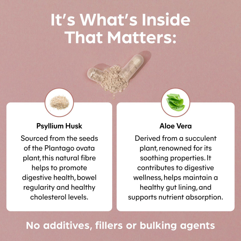 Purolabs Psyllium Husk Capsules – Organic Psyllium Husk 99.9% High Purity Fibre Supplement with Aloe Vera – Natural Digestive Support for Gut Health, Bowel Regularity & Daily Wellness – 90 Capsules
