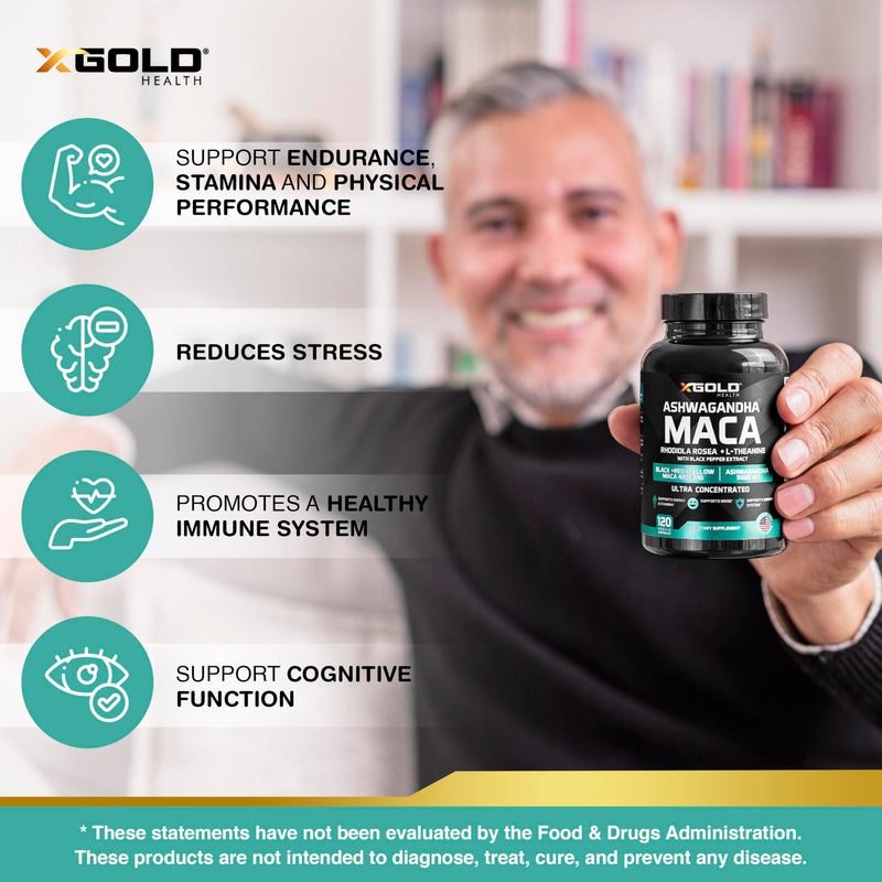 [Australia] - Ashwagandha 5,000mg + Maca Root Black, Red, Yellow 4,000mg, Rhodiola & L-Theanine: 30:1 Extract Ashwagandha Capsules, 20:1 Extract Maca Root Capsules - Supplement for Men and Women 