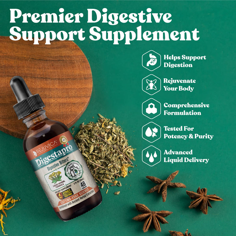[Australia] - Rejuvica Health DigestaPro - Advanced Digestive Bitters Supplement - Liquid Delivery for Better Absorption - Gentian, Artichoke, Burdock, Chanca Piedra, Ginger & More! 1 