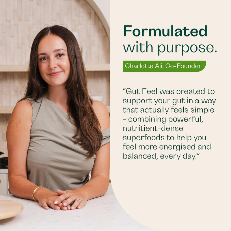 Rheal Gut Feel 150g – Gut Health Superfood Blend with Actazin® Kiwi, Aquamin® Calcium & Ginger – Supports Digestion, Bloating & Bowel Regularity – Gluten-Free. 30 Servings