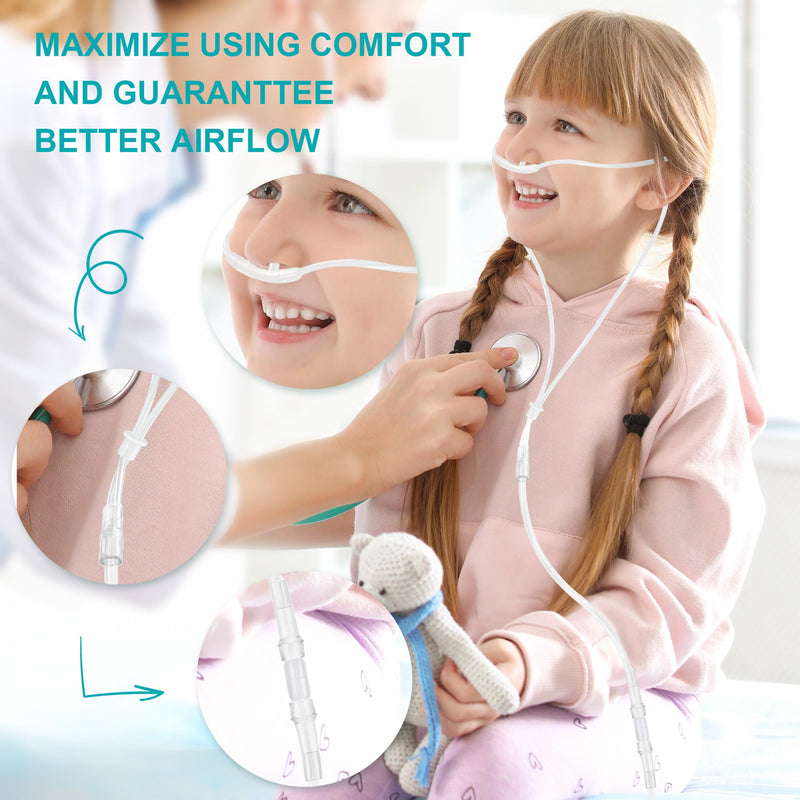 [Australia] - 5 Pack Cannula Nasal 4 FT Super Soft Nasal Cannula Tubing for Oxygen Nose Tubing - High Flow, Kink Resistant, Highly Visible, Lightweight Tubing with 3 Pack Oxygen Tubing Connector Transparent - 4ft 