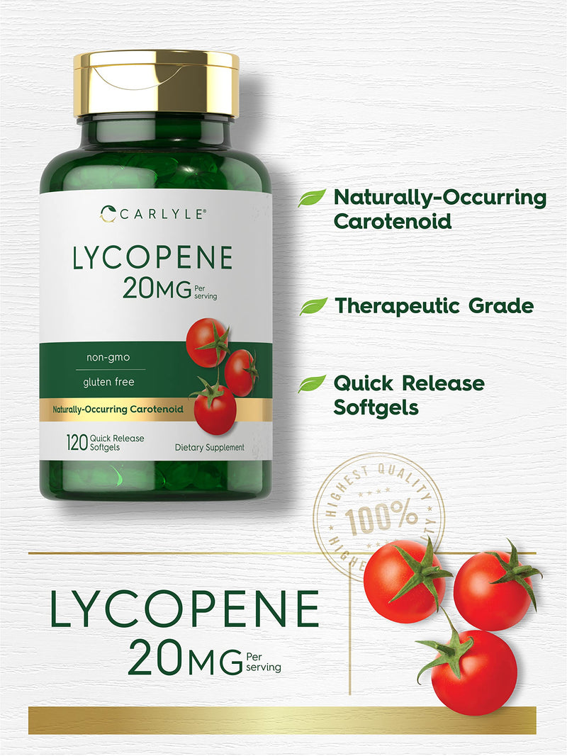 Carlyle Lycopene | 20mg | 120 Softgels | Non-GMO & Gluten Free Supplement