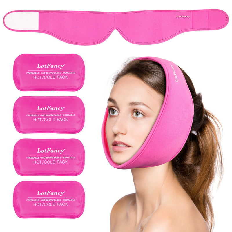 [Australia] - LotFancy cooling pads wisdom teeth, 4x wisdom teeth cooling compress, cooling toothache jaw face head, cold warm ice pack for jaw joint pain, oral facial surgery (pink) pink 