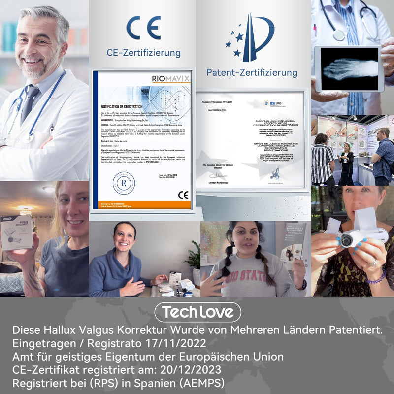 [Australia] - Tech Love Hallux Valgus Correction Fixation Plate Upgrade Hallux Valgus Bunion Toe Corrector with 3 Different Mounting Angles Hallux Valgus Splint for Toes Day and Night Unisex Blue 