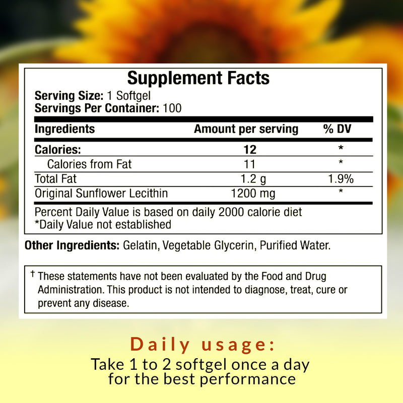 [Australia] - Milk Sunflower Lecithin Softgels - Natural Lactation Support & Duct Relief for Breastfeeding Moms - 1200mg, 100 Softgels - Unblock Clogs, Enhance Milk Flow, Rich in Fatty Acids & Choline 