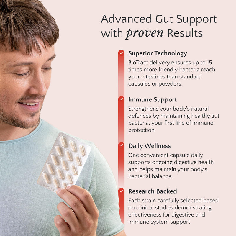 Probiotic 6 Billion CFU – 30 Vegan Capsules with 12 Strains, Bio-Tract® Technology – Supports Digestive & Immune Health