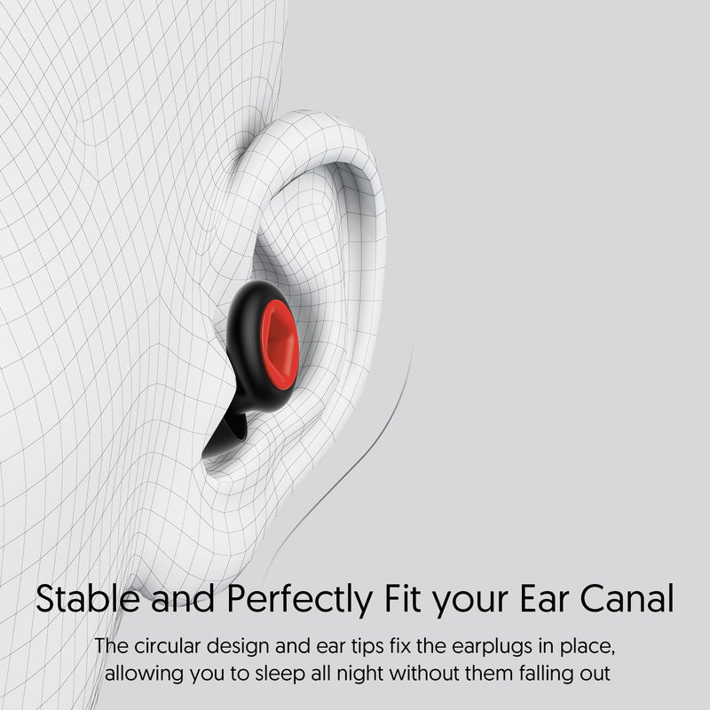 [Australia] - LOZIEMI Quiet Earplugs for Sleeping and Noise Reduction - Super Soft Reusable Flexible Silicone Hearing Protection for Concerts, Noise Sensitivity - 8 Earplugs (Blcak, Moyen) Blcak 