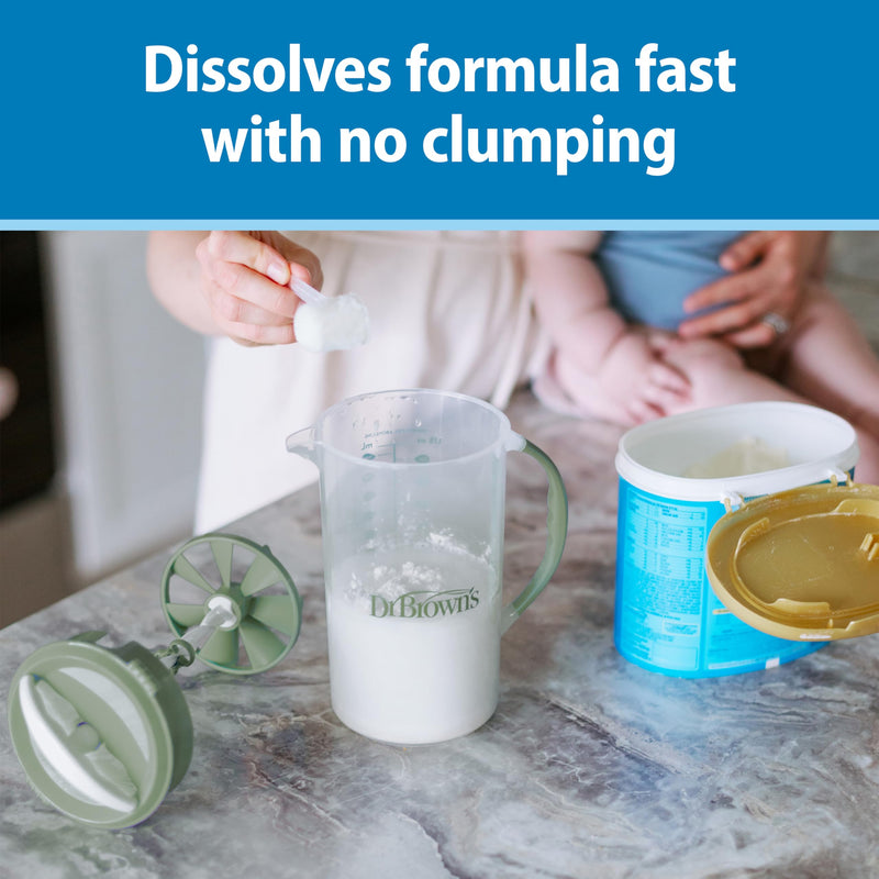 [Australia] - Dr. Brown's Baby Formula Mixing Pitcher with Adjustable Stopper, Locking Lid, & No Drip Spout, 32oz, BPA Free, Olive 