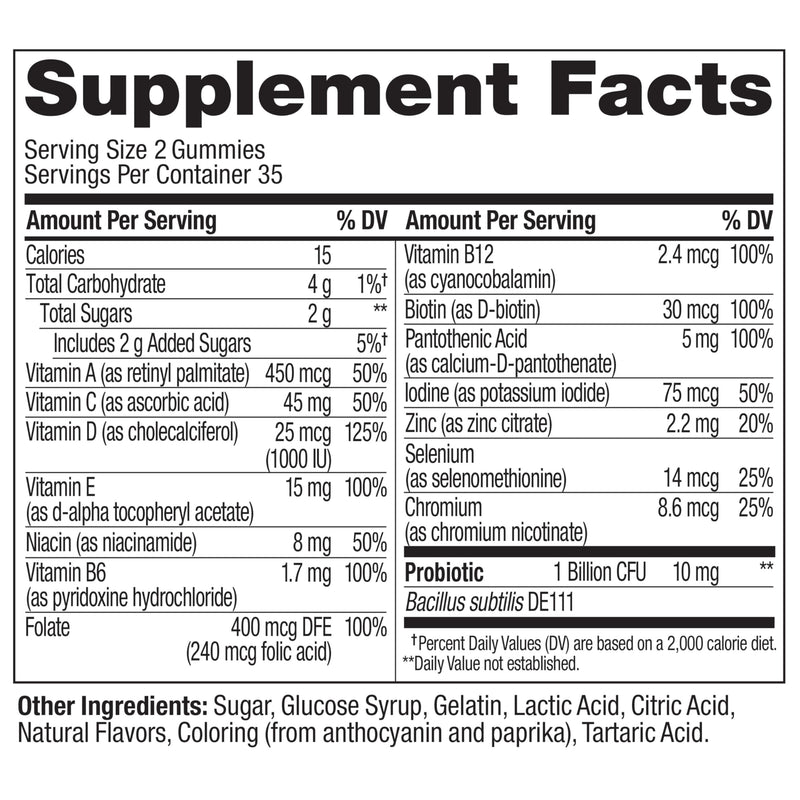 OLLY Multi + Probiotic Gummy Vitamin, Digestive & Immune Support*- 70 Count 1 Count (Pack of 70)