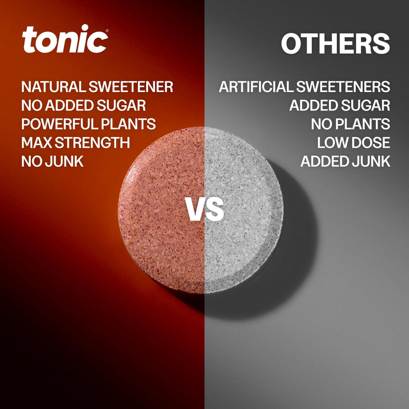 Tonic Health Rest and Recovery Effervescent Tablets - 300mg Elemental Magnesium, Ashwagandha, Lemon Balm - No Sugar, Magnesium Glycinate - Relax and Recharge, Strawberry 60 Count 60 count (Pack of 1)