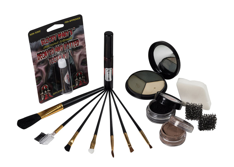 [Australia] - The Aftermath Zombie Starter Makeup Kit By Bloody Mary - Professional Special Effects Supplies - Tri Color Foundation Wheel, Eyeshadow, Tooth Decay, Rotted Teeth, FX Blood, Eyeliner, Sponges, Brushes 