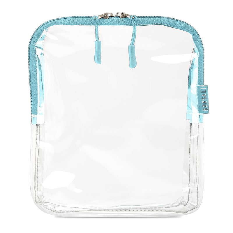 Light Blue TSA Quart Size Bag Approved for Carry On Travel with Brown Small Crossbody Bag for Women and Paper Soap Sheets 1 Case with 50 Sheets To Go
