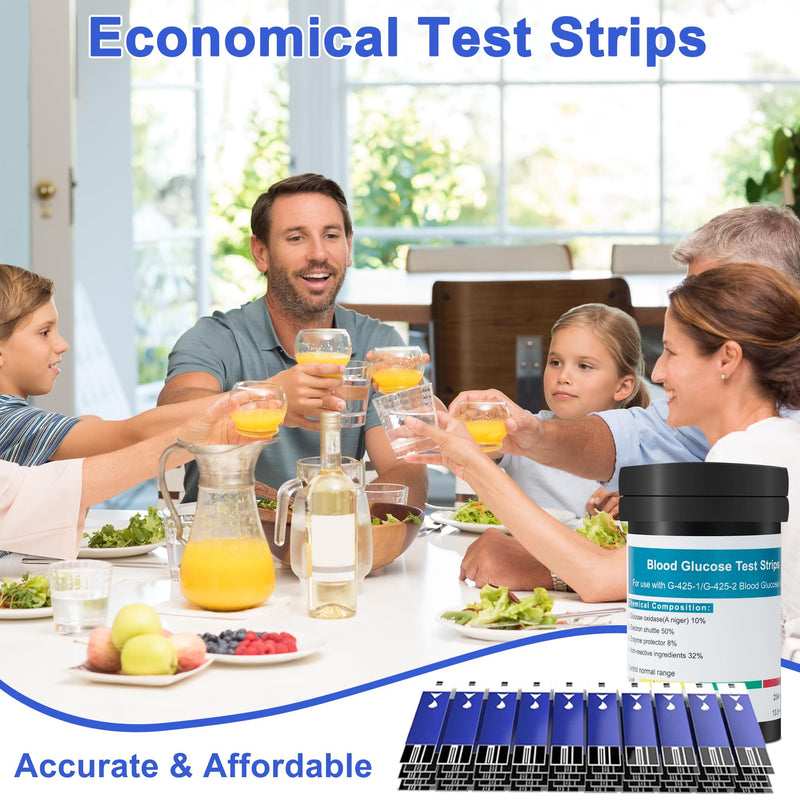 [Australia] - Blood Glucose Test Strips Set -Lvonge 100PC Test Strips for Use Only with Lvonge Blood Glucose Monitor G520/501, Home Diabetes Blood Glucose Testing Kit Blue 