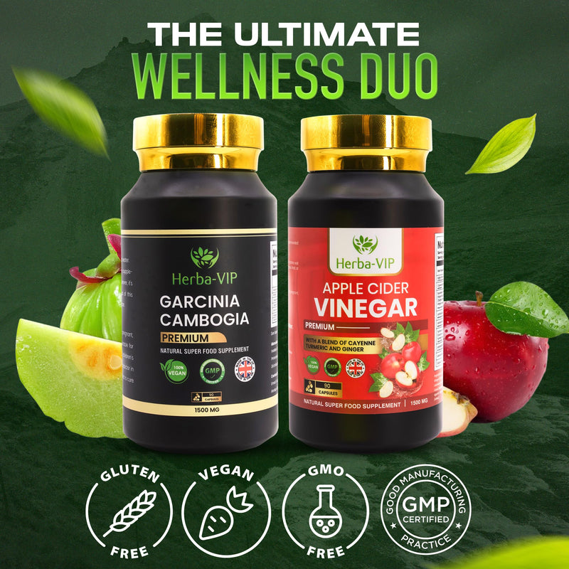 Apple Cider Vinegar with Cayenne Pepper, Turmeric & Ginger Root + Garcinia Cambogia with Calcium, Potassium, Chromium, etc. - UK Formulated Food Supplements Capsules – Both Vegan & Vegetarian Suitable