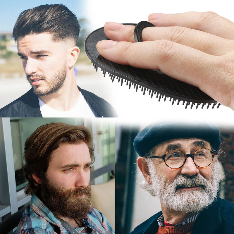 12pcs Palm Brush for Men, Segbeauty Portable Hair Brushes Plastic Beard Comb Shampoo Brushes Pocket Comb Scalp Massage Brush for Travel Finger Palm Brush Set