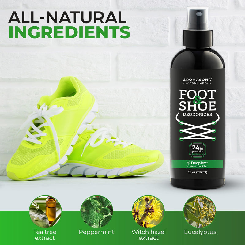 [Australia] - Aromasong Natural Shoe Deodorizer and Foot Spray - 24-Hour Freshness Foot Odor Eliminator for Feet - Extra Strength Fresher for Smelly Shoes & Stinky Feet Spray with Refreshing Scent, 4oz 4 Ounce (Pack of 1) 