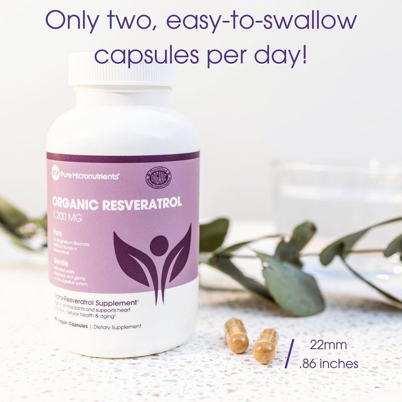 [Australia] - Organic Resveratrol Supplement 1200mg - Extra Strength Formula for Anti Aging, Heart & Immune Health - 90 Vegan Capsules with 99% Trans-Resveratrol, Green Tea Leaf & Black Pepper 90 Count (Pack of 1) 