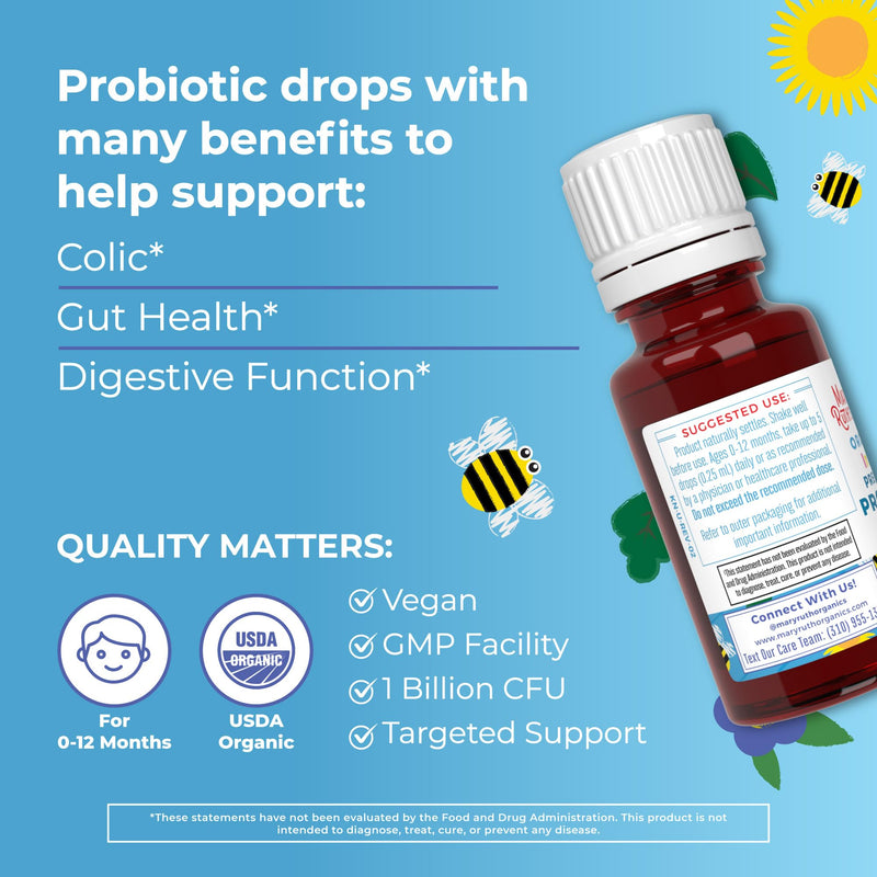 [Australia] - MaryRuth's Baby Probiotic Drops Liquid Precision Probiotics for Digestive Health | Colic Calm | Occasional Colic Baby Relief | USDA Organic | Vegan | Baby Essentials| 30 Servings Infant 