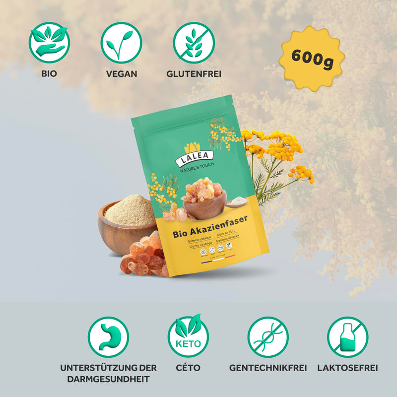[Australia] - Acacia fiber powder organic - 600 grams - 90% fiber, fiber powder made from acacia fibers organic, vegan & keto, gluten-free, gum arabic powder, fiber supplement 600 g 