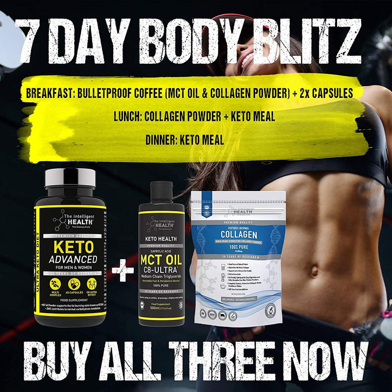 The Intelligent Health Keto Advanced - Keto Diet Capsules with Electrolytes - C8 MCT Oil Food Supplement - Green Tea Extract for Men & Women - 60 Capsules