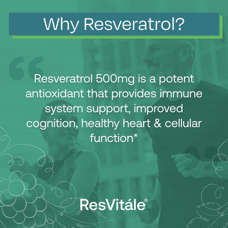 [Australia] - ResVitále Resveratrol 500 mg - Resveratrol Supplement for Men and Women - 60 Veggie Capsules 60 Count (Pack of 1) 