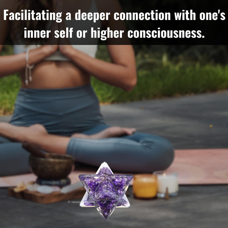 Amazing Gemstone 1 Pcs Amethyst Large Crystal Orgone Merkaba Star for Reiki Healing Meditation and Crystal Grid