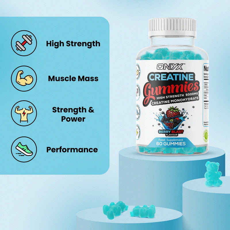 Creatine Monohydrate Gummies 5000mg High Strength Muscle Growth & Recovery Supplements for Men & Women 180 Creatine Gummys, Vegan Gym Pre Workout Chewable Gummies, Berry Blast Flavour (180 Gummies) 3