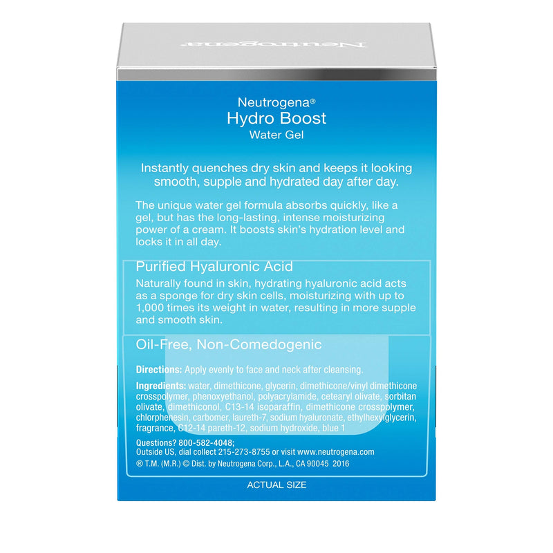 Neutrogena Hydro Boost Hyaluronic Acid Hydrating Water Gel Daily Face Moisturizer for Dry Skin, Oil-Free, Non-Comedogenic Face Lotion, 1.7 fl. Oz