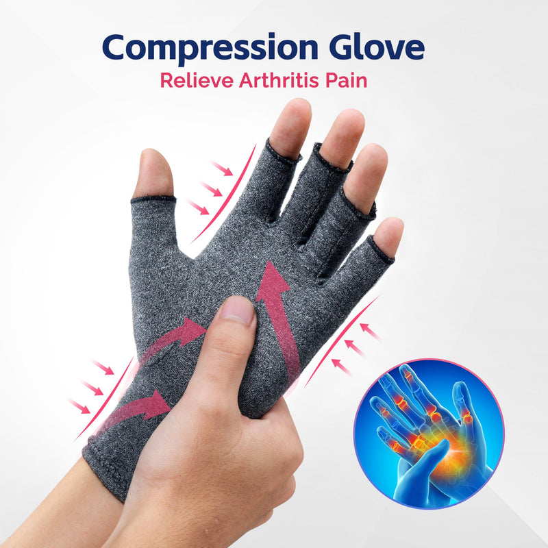 [Australia] - FEATOL Arthritis Glove for Women for Pain with Carpal Tunnel Wrist Brace Set - Fingerless Hand Compression Gloves - Daytime Wrist Support for Rheumatoid Arthritis, Work, Typing - Left Hand, Medium Left Hand-Gray 