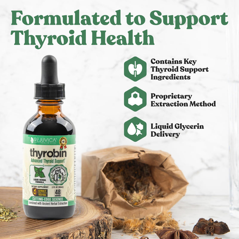 [Australia] - Rejuvica Health Thyrobin - Advanced Thyroid Support Supplement - Liquid Delivery for Better Absorption - Iodine, Stinging Nettle, Kelp, Astragalus, Ashwagandha & More! 