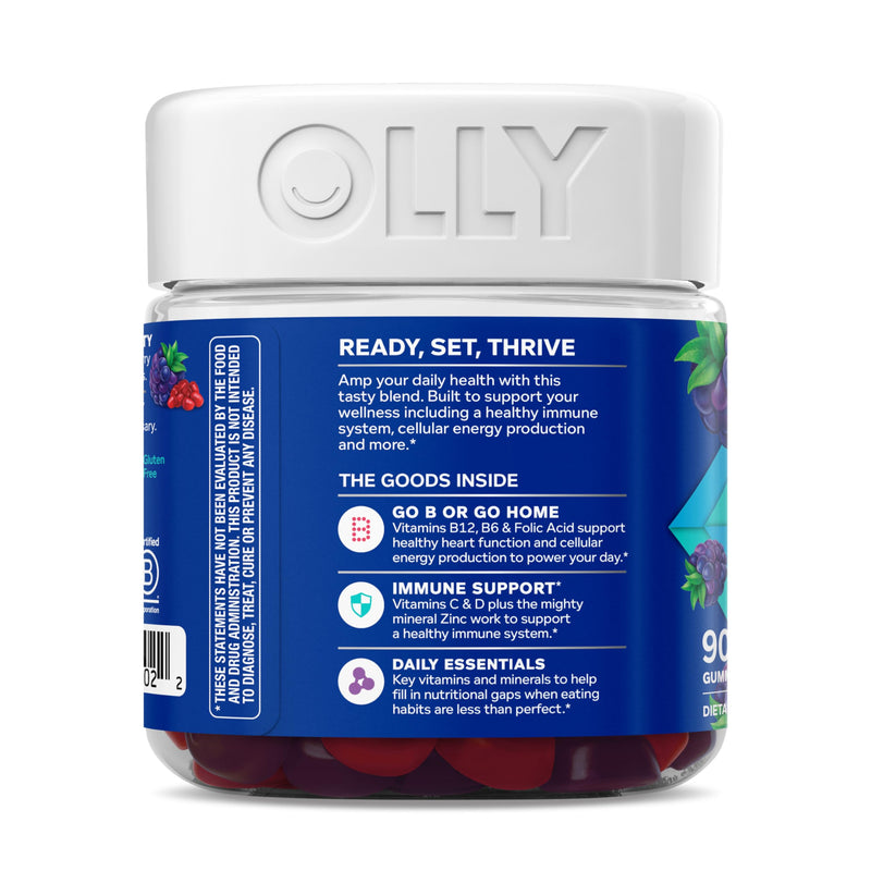 OLLY Men's Multivitamin Gummy, Supports Overall Wellness,* - 90 Count Blackberry 90 Count (Pack of 1)