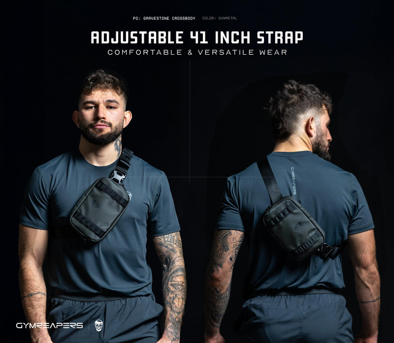 Gymreapers Travel Small Crossbody Bags for Men & Women with Hidden Pocket - Waterproof Crosssbody Fanny Pack for Men with Adjustable Shoulder Sling Belt for Traveling, Running & Hiking (Gunmetal) Gunmetal